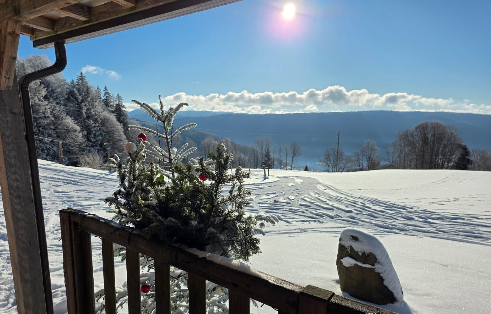 La vue de la terrasse, l'hiver
